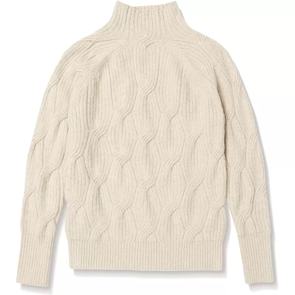 Amazon Essentials Womens Soft Touch Funnel Neck Cable SweaterBeige