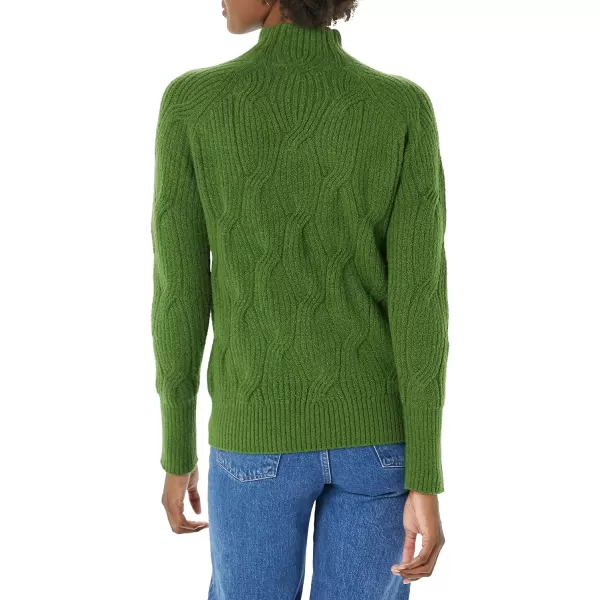 Amazon Essentials Womens Soft Touch Funnel Neck Cable SweaterGreen