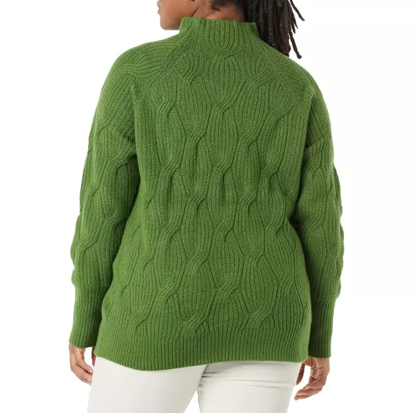 Amazon Essentials Womens Soft Touch Funnel Neck Cable SweaterGreen