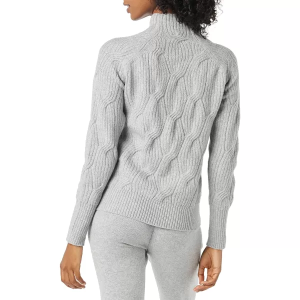 Amazon Essentials Womens Soft Touch Funnel Neck Cable SweaterGrey Heather