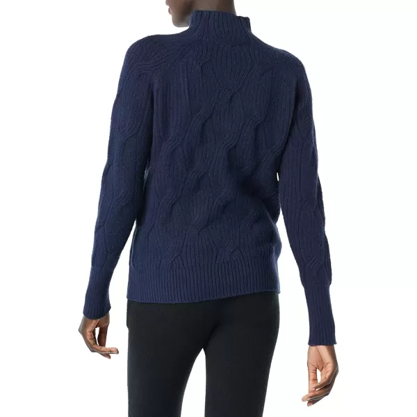 Amazon Essentials Womens Soft Touch Funnel Neck Cable SweaterNavy