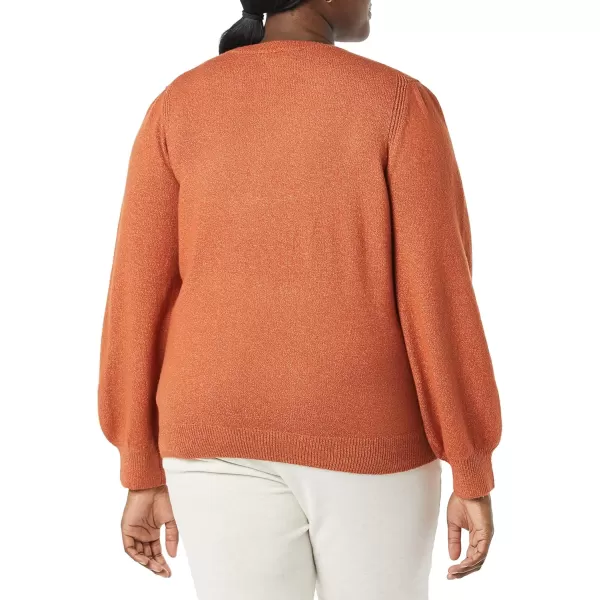 Amazon Essentials Womens Soft Touch Pleated Shoulder Crewneck SweaterCaramel