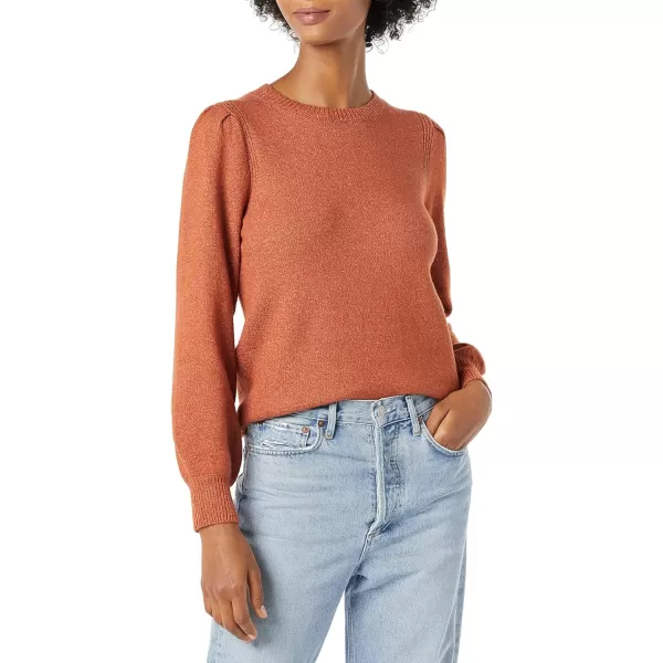 Amazon Essentials Womens Soft Touch Pleated Shoulder Crewneck SweaterCaramel