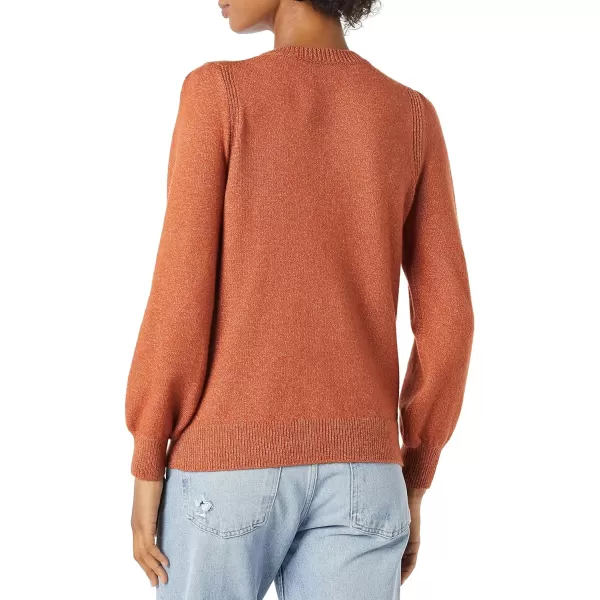 Amazon Essentials Womens Soft Touch Pleated Shoulder Crewneck SweaterCaramel