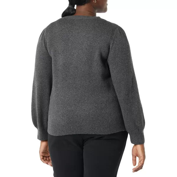 Amazon Essentials Womens Soft Touch Pleated Shoulder Crewneck SweaterCharcoal Heather