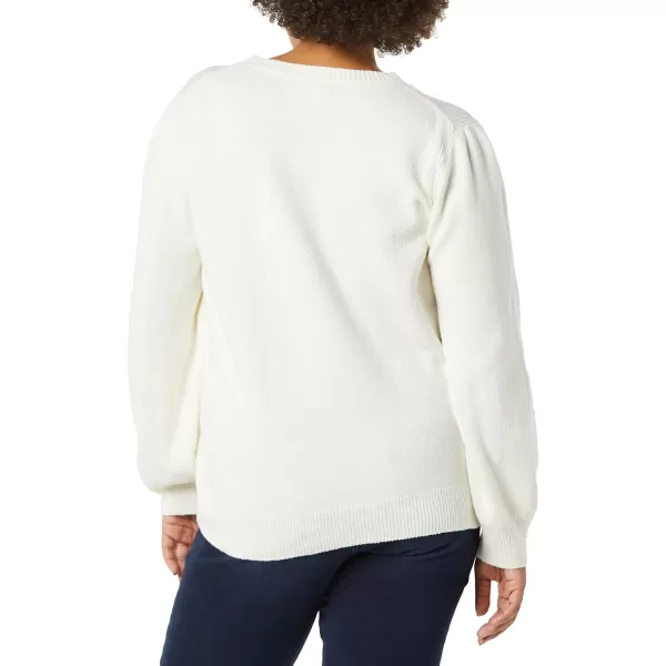 Amazon Essentials Womens Soft Touch Pleated Shoulder Crewneck SweaterIvory