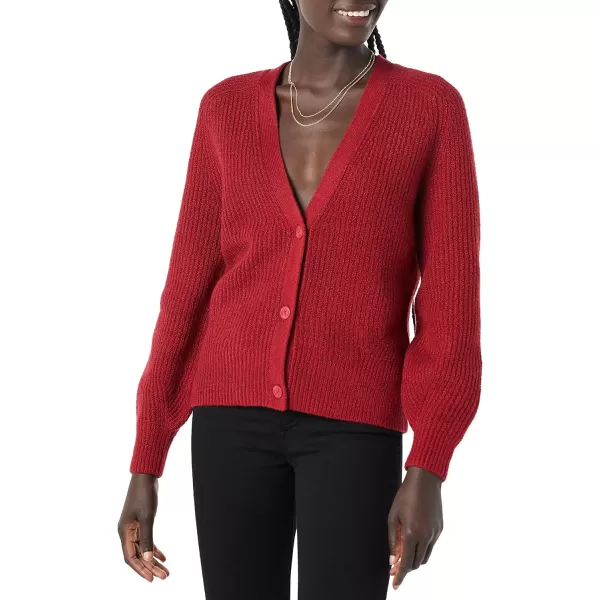 Amazon Essentials Womens Soft Touch Ribbed Blouson CardiganDark Red