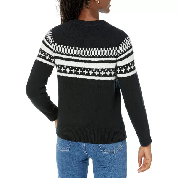 Amazon Essentials Womens SoftTouch Crewneck Novelty SweaterBlack Fair Isle