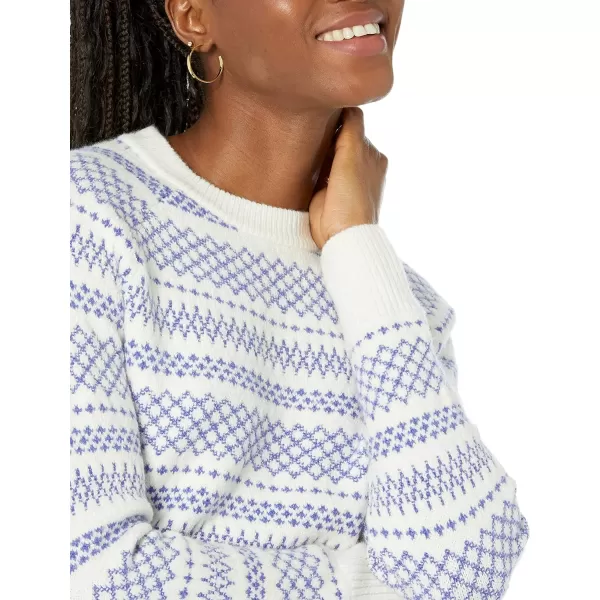 Amazon Essentials Womens SoftTouch Crewneck Novelty SweaterBlue White Graphic Fairisle