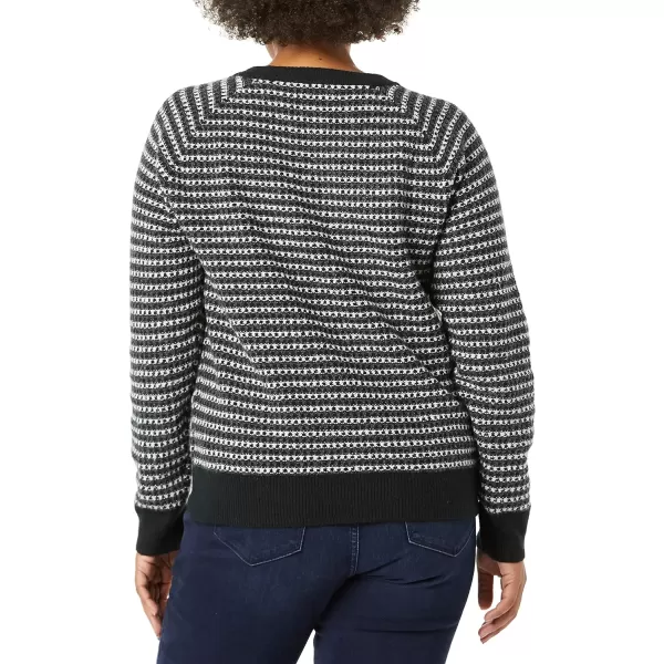 Amazon Essentials Womens SoftTouch Crewneck Novelty SweaterCharcoalWhiteBlack Stripe