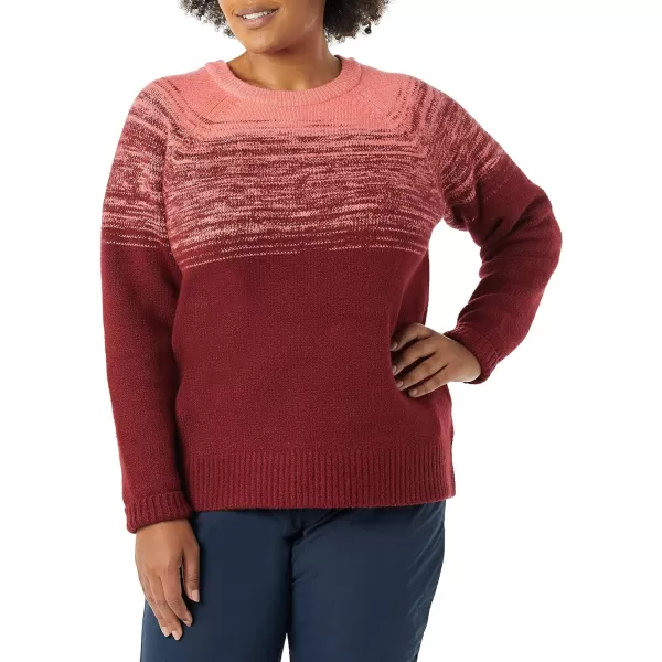 Amazon Essentials Womens SoftTouch Crewneck Novelty SweaterCoral PinkBurgundy OmbreColor Block