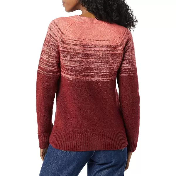 Amazon Essentials Womens SoftTouch Crewneck Novelty SweaterCoral PinkBurgundy OmbreColor Block