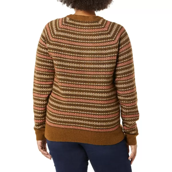 Amazon Essentials Womens SoftTouch Crewneck Novelty SweaterDark Chestnut Brown Geo Print