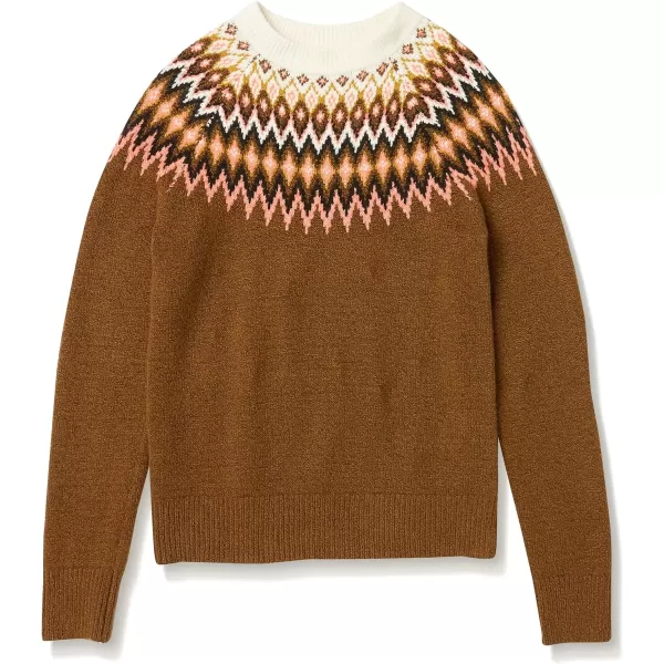 Amazon Essentials Womens SoftTouch Crewneck Novelty SweaterMedium Brown Fair Isle