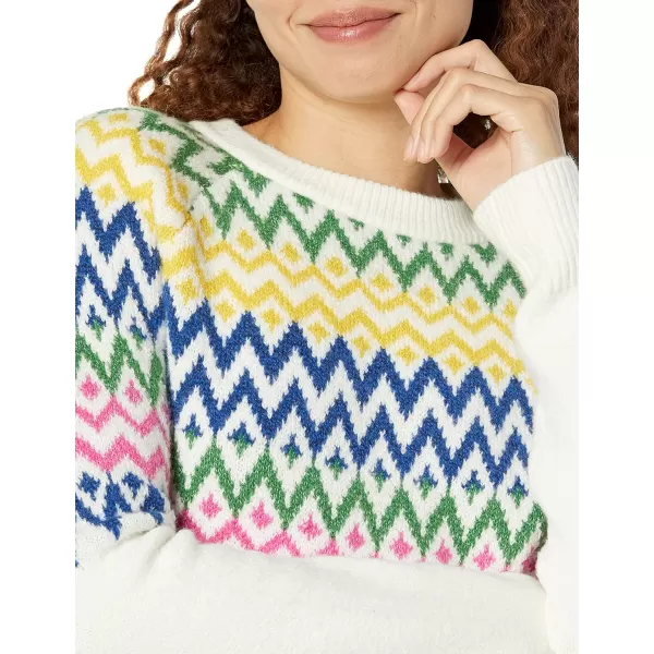 Amazon Essentials Womens SoftTouch Crewneck Novelty SweaterWhite Winter Fairisle