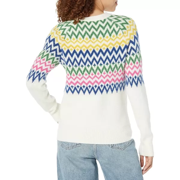 Amazon Essentials Womens SoftTouch Crewneck Novelty SweaterWhite Winter Fairisle