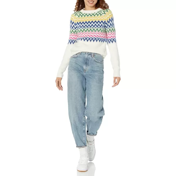 Amazon Essentials Womens SoftTouch Crewneck Novelty SweaterWhite Winter Fairisle