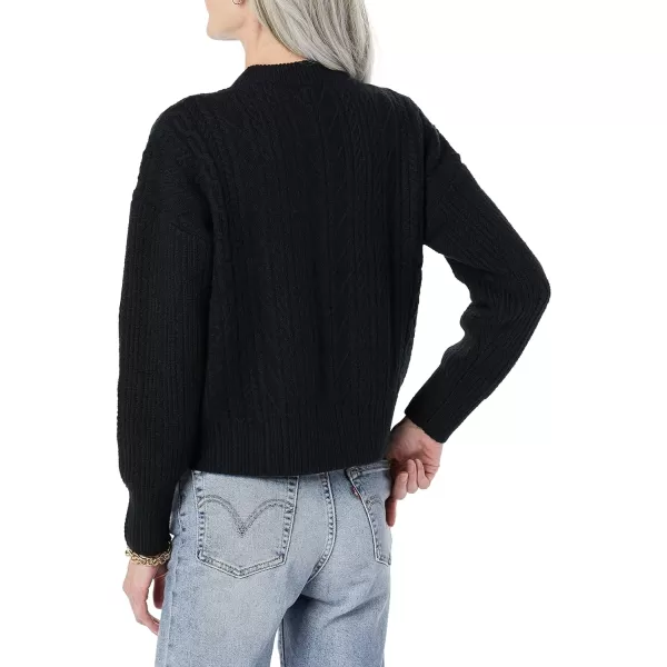 Amazon Essentials Womens SoftTouch Modern Cable Crewneck Sweater Available in Plus SizeBlack