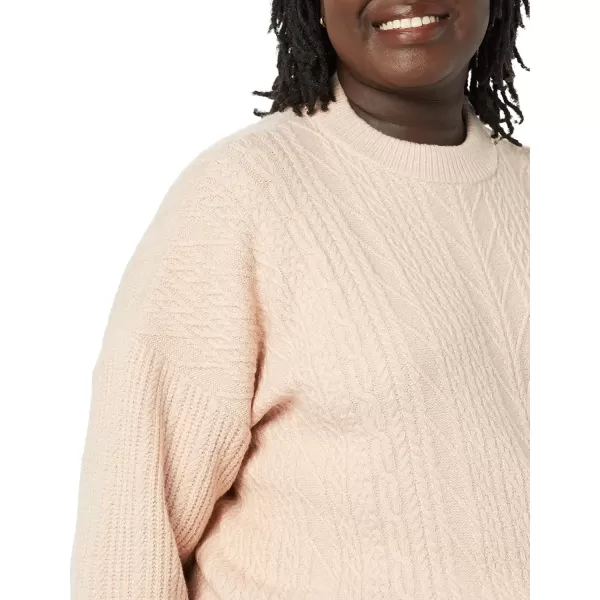 Amazon Essentials Womens SoftTouch Modern Cable Crewneck Sweater Available in Plus SizeBlush