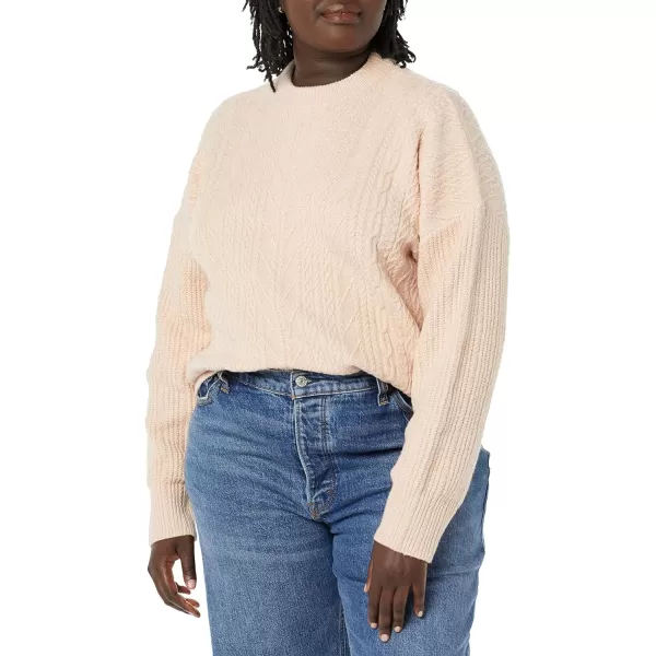 Amazon Essentials Womens SoftTouch Modern Cable Crewneck Sweater Available in Plus SizeBlush