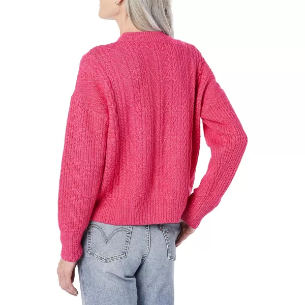 Amazon Essentials Womens SoftTouch Modern Cable Crewneck Sweater Available in Plus SizeHot Pink