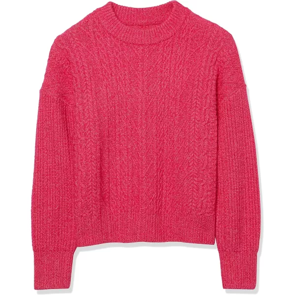 Amazon Essentials Womens SoftTouch Modern Cable Crewneck Sweater Available in Plus SizeHot Pink