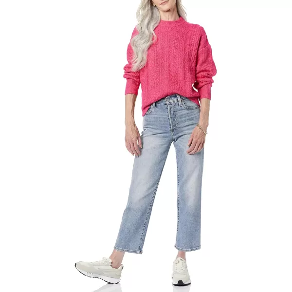 Amazon Essentials Womens SoftTouch Modern Cable Crewneck Sweater Available in Plus SizeHot Pink