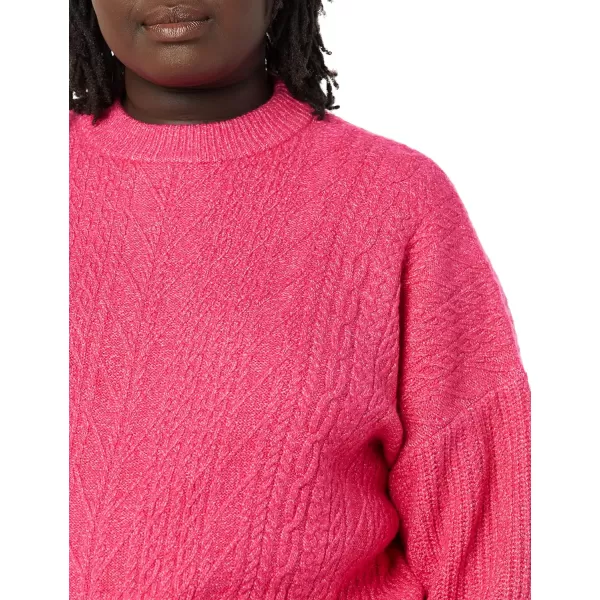 Amazon Essentials Womens SoftTouch Modern Cable Crewneck Sweater Available in Plus SizeHot Pink