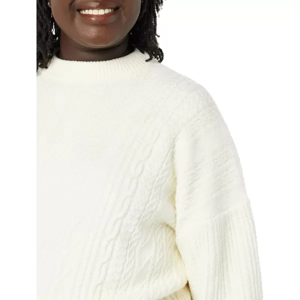 Amazon Essentials Womens SoftTouch Modern Cable Crewneck Sweater Available in Plus SizeIvory