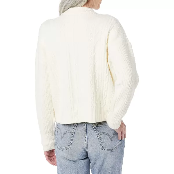 Amazon Essentials Womens SoftTouch Modern Cable Crewneck Sweater Available in Plus SizeIvory