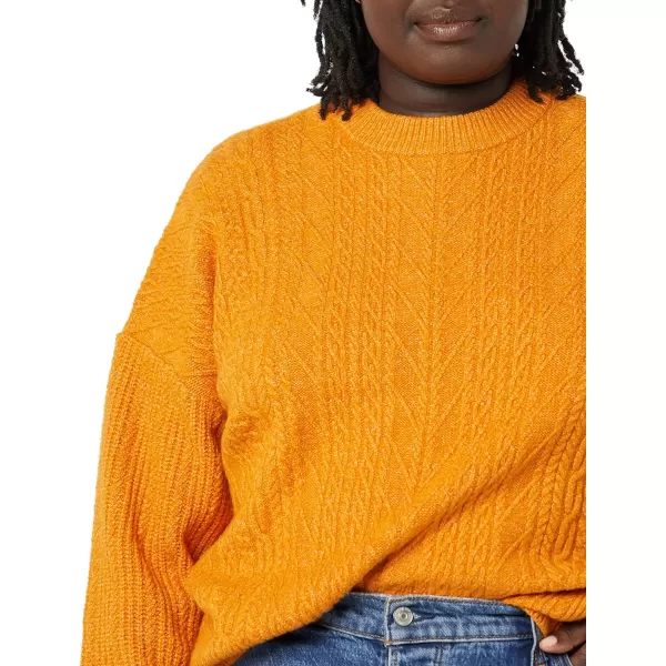 Amazon Essentials Womens SoftTouch Modern Cable Crewneck Sweater Available in Plus SizeOrange