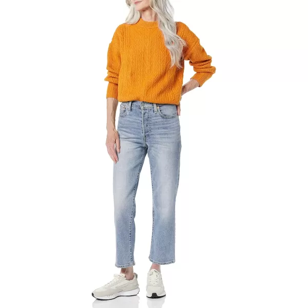 Amazon Essentials Womens SoftTouch Modern Cable Crewneck Sweater Available in Plus SizeOrange