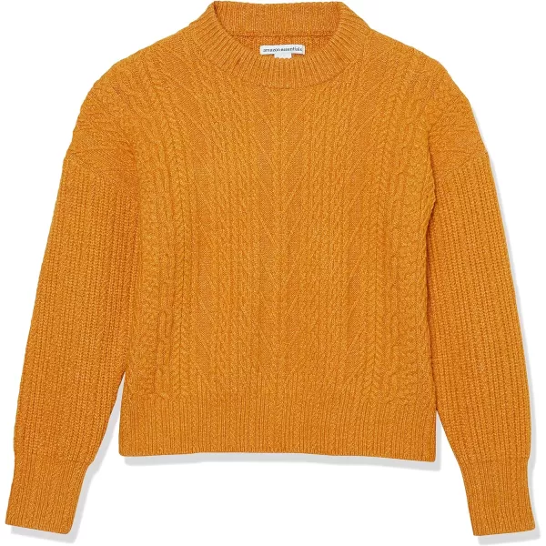 Amazon Essentials Womens SoftTouch Modern Cable Crewneck Sweater Available in Plus SizeOrange