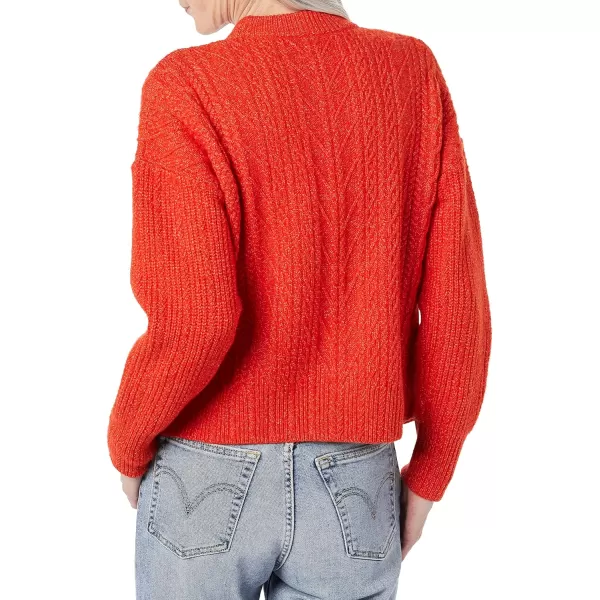 Amazon Essentials Womens SoftTouch Modern Cable Crewneck Sweater Available in Plus SizePoppy Red