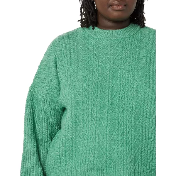 Amazon Essentials Womens SoftTouch Modern Cable Crewneck Sweater Available in Plus SizeSage Green