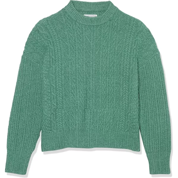 Amazon Essentials Womens SoftTouch Modern Cable Crewneck Sweater Available in Plus SizeSage Green