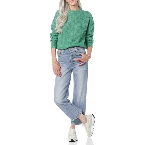 Amazon Essentials Womens SoftTouch Modern Cable Crewneck Sweater Available in Plus SizeSage Green