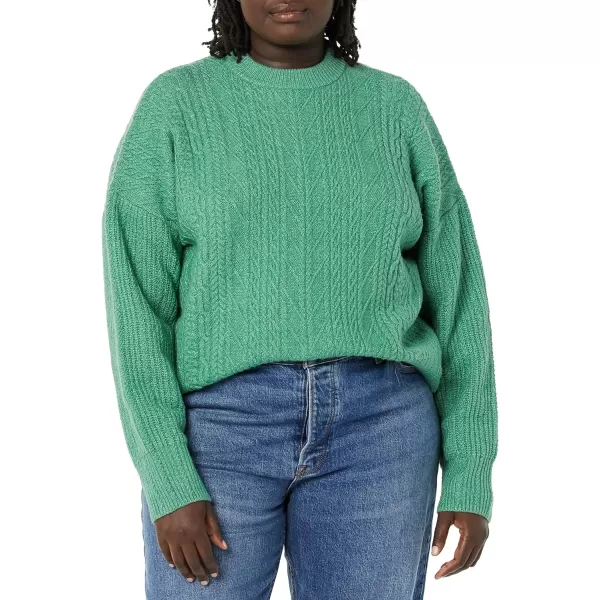 Amazon Essentials Womens SoftTouch Modern Cable Crewneck Sweater Available in Plus SizeSage Green