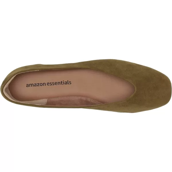 Amazon Essentials Womens SquareToe Ballet FlatGreen