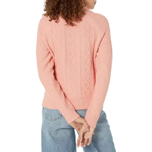 Amazon Essentials Womens Stitch Cable SweaterBright Peach Heather