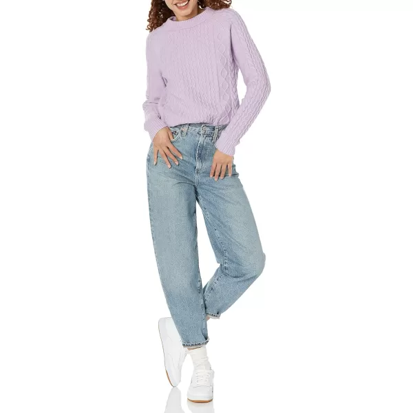 Amazon Essentials Womens Stitch Cable SweaterPastel Lilac