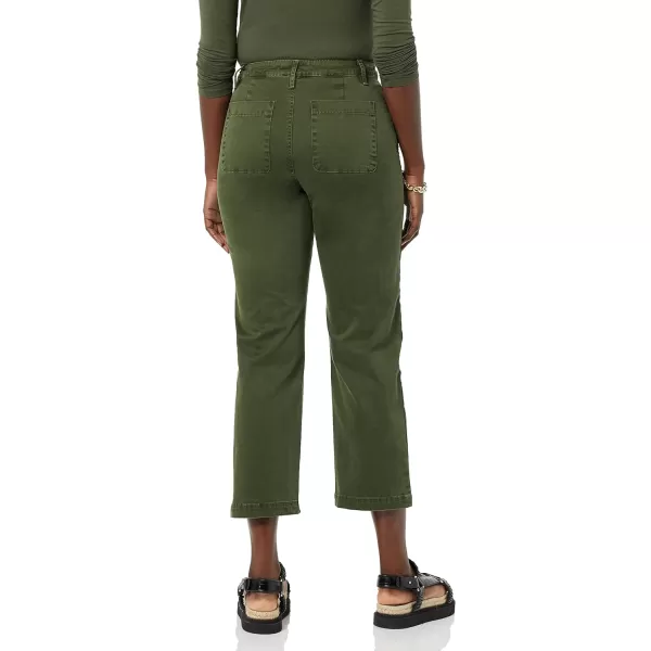 Amazon Essentials Womens Stretch Chino WideLeg Ankle Crop Pant Previously GoodthreadsDark Olive