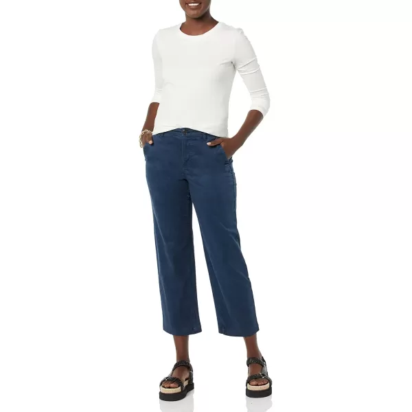 Amazon Essentials Womens Stretch Chino WideLeg Ankle Crop Pant Previously GoodthreadsNavy