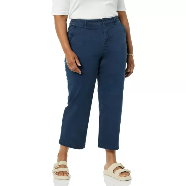Amazon Essentials Womens Stretch Chino WideLeg Ankle Crop Pant Previously GoodthreadsNavy