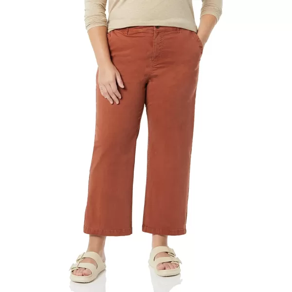 Amazon Essentials Womens Stretch Chino WideLeg Ankle Crop Pant Previously GoodthreadsRust Orange