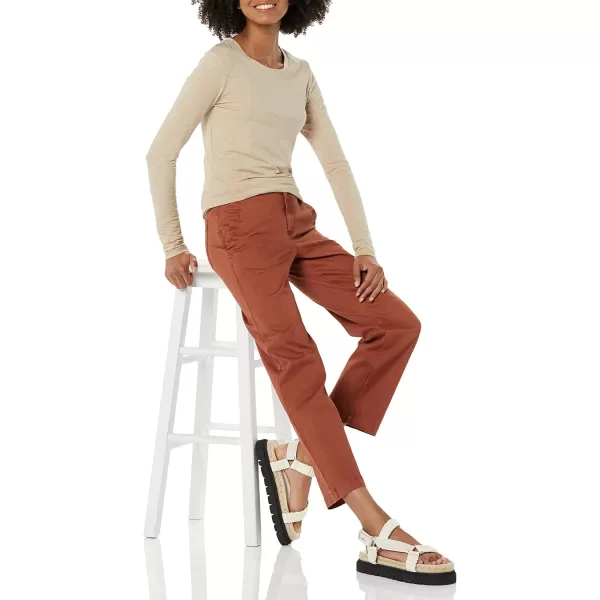 Amazon Essentials Womens Stretch Chino WideLeg Ankle Crop Pant Previously GoodthreadsRust Orange