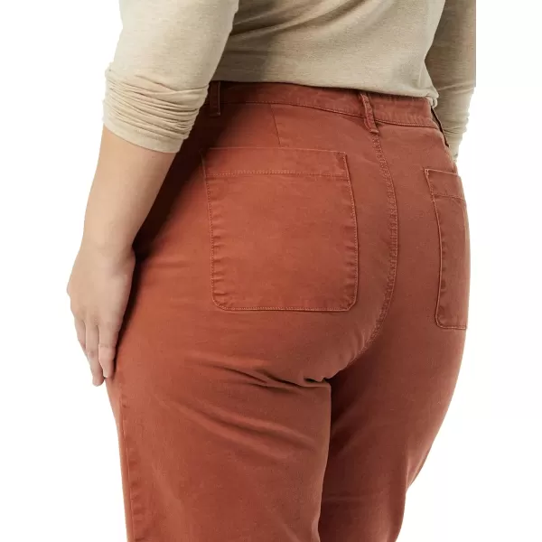 Amazon Essentials Womens Stretch Chino WideLeg Ankle Crop Pant Previously GoodthreadsRust Orange