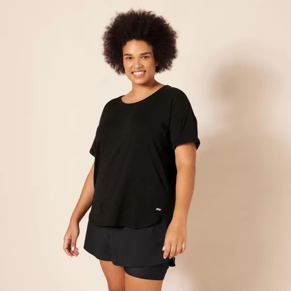 Amazon Essentials Womens Studio RelaxedFit Lightweight Crewneck TShirt Available in Plus Size1 Black