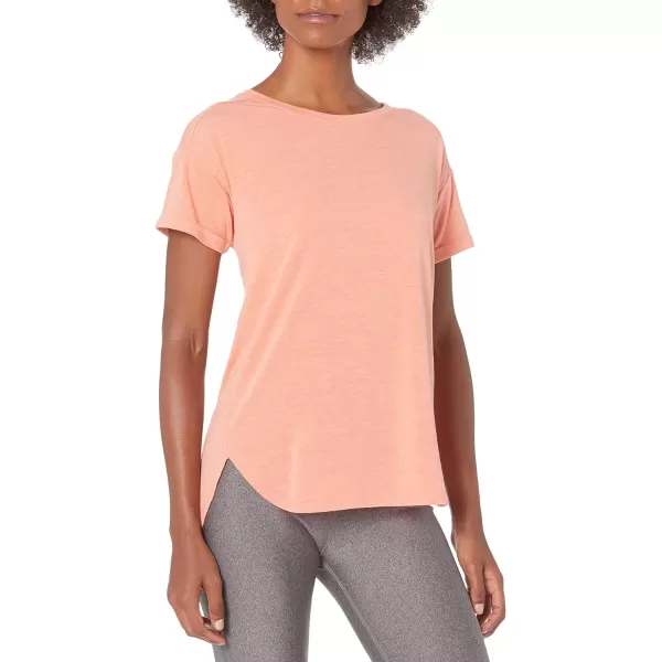 Amazon Essentials Womens Studio RelaxedFit Lightweight Crewneck TShirt Available in Plus Size1 Bright Peach Heather