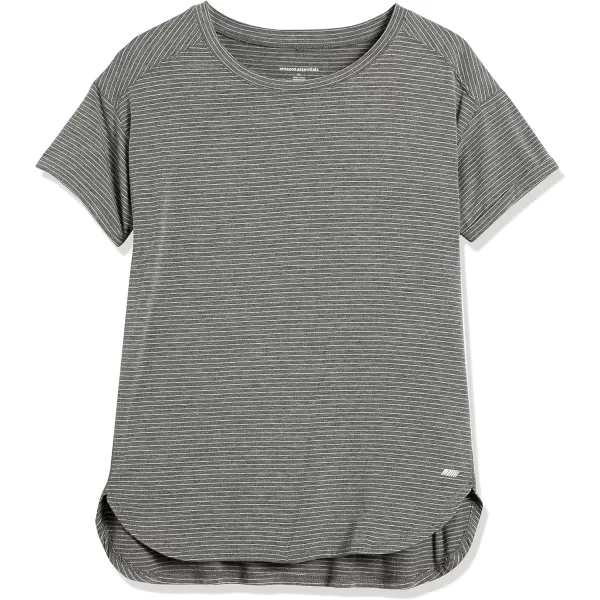 Amazon Essentials Womens Studio RelaxedFit Lightweight Crewneck TShirt Available in Plus Size1 Charcoal Heather Stripe